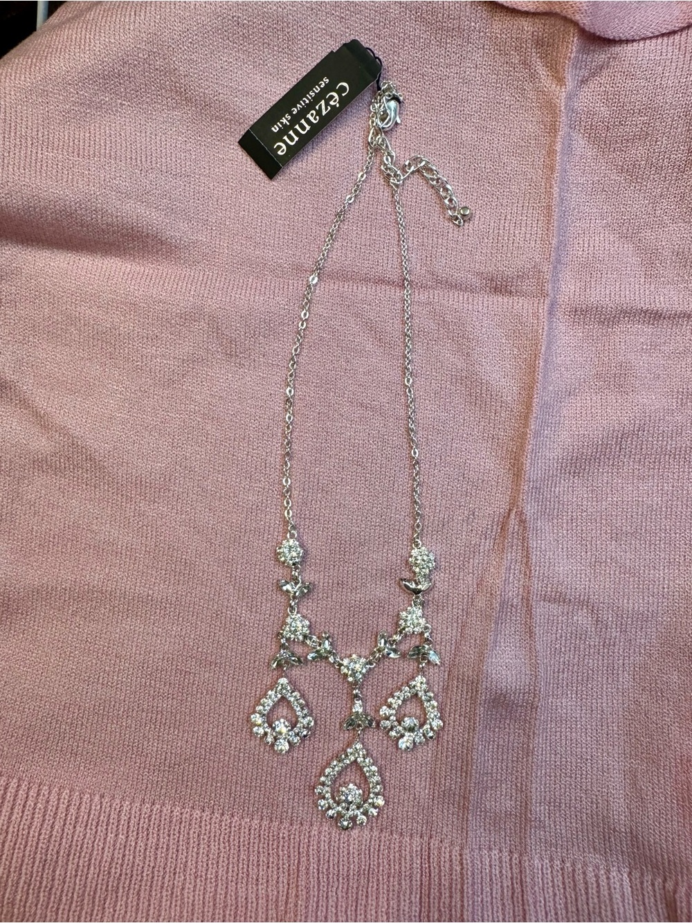 cezanne Silver Crystal Teardrop Bib Necklace
